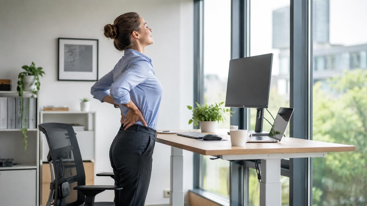 Steharbeitsplatz im hellen modernen Büro